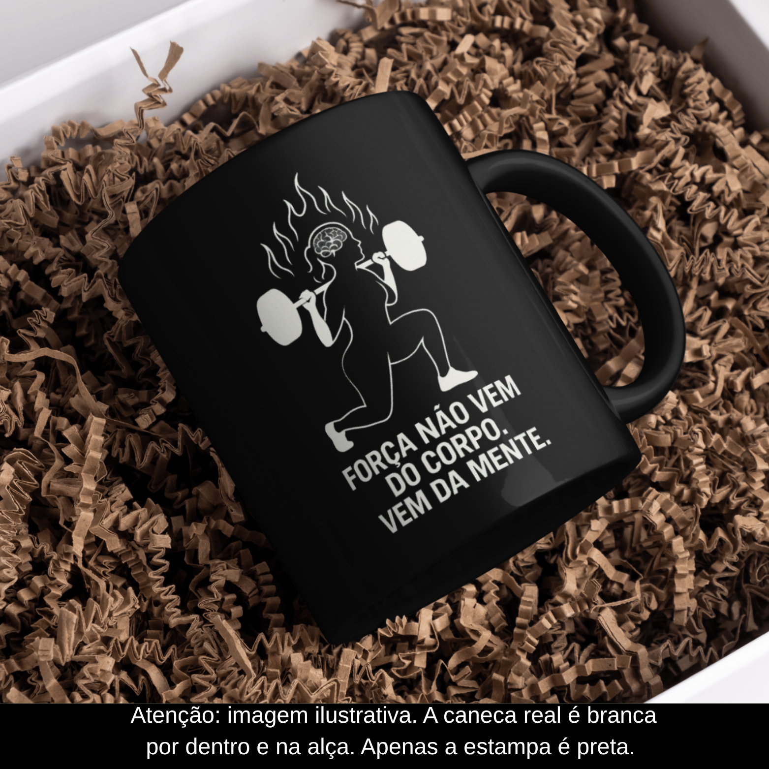 Caneca Oficial – A Força Vem da Mente (Versão Feminina – Estampa Preta)