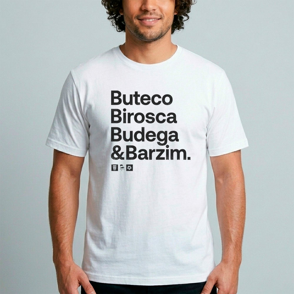 Camiseta Masculina Buteco Birosca Budega e Barzim Estampa Tipográfica 0001