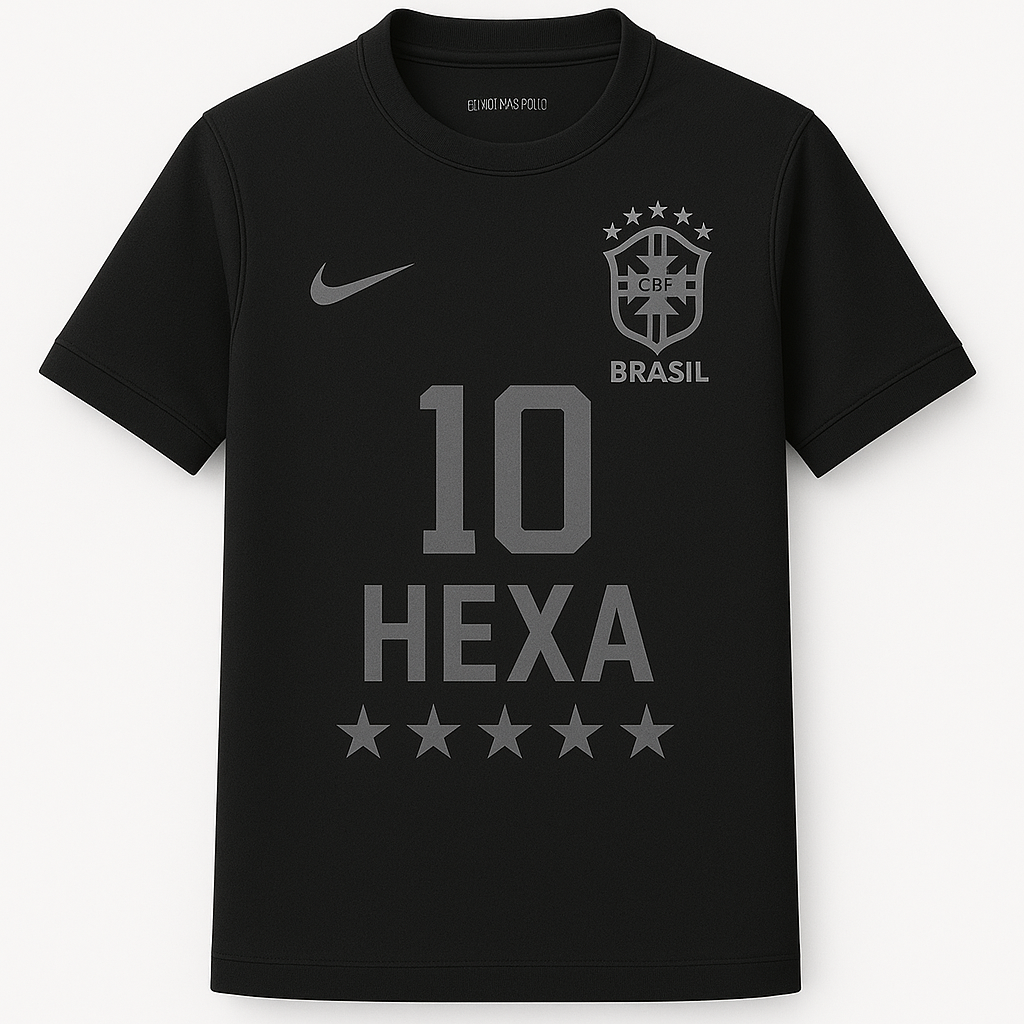 Camisa Exclusiva Seleção Brasileira PRETA – Neymar #10 | Modelo HEXA 2025 – 