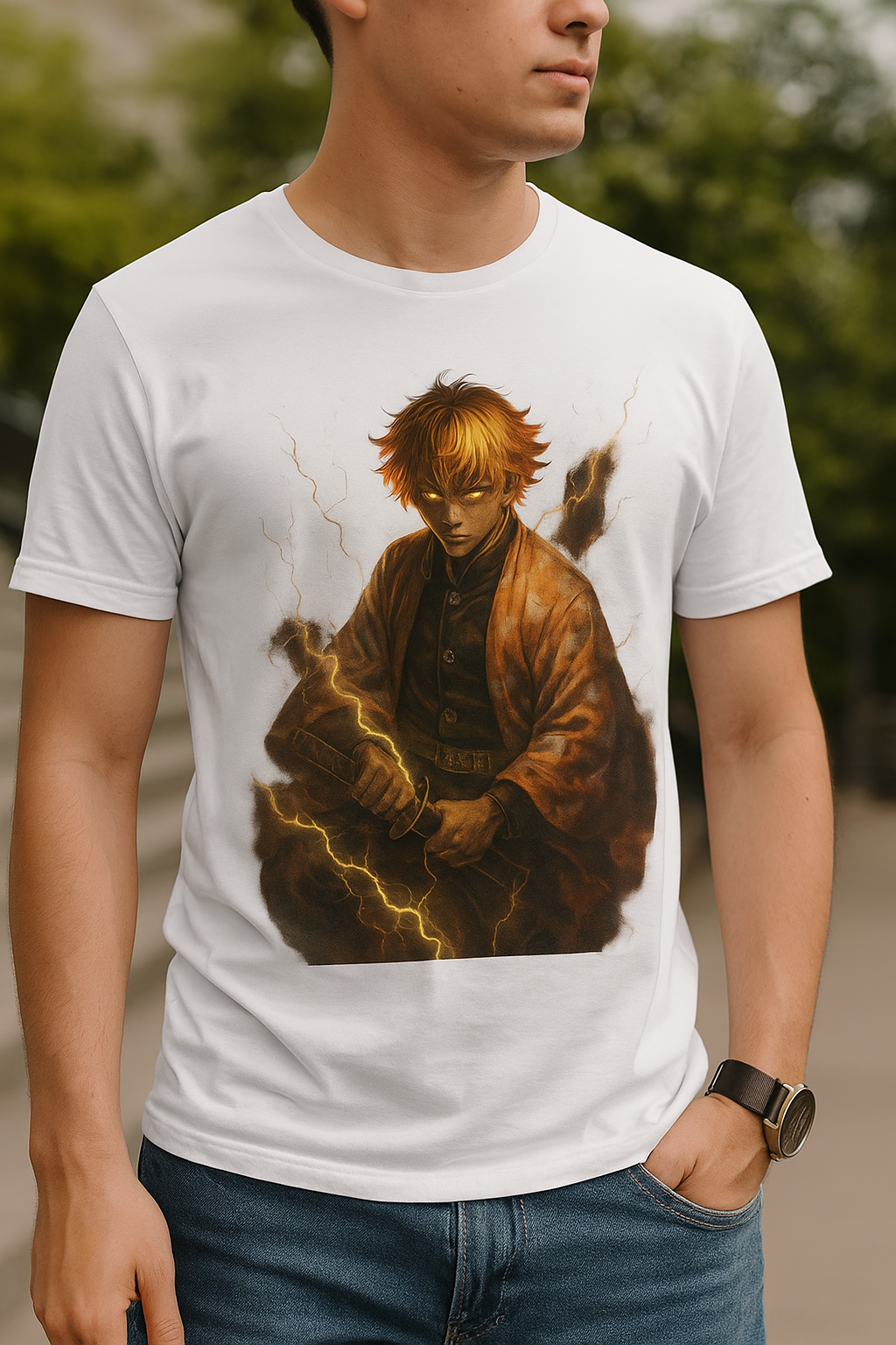 Camiseta Zenitsu - Coleção Respiração Final Shin Sekai x Demon Slayer