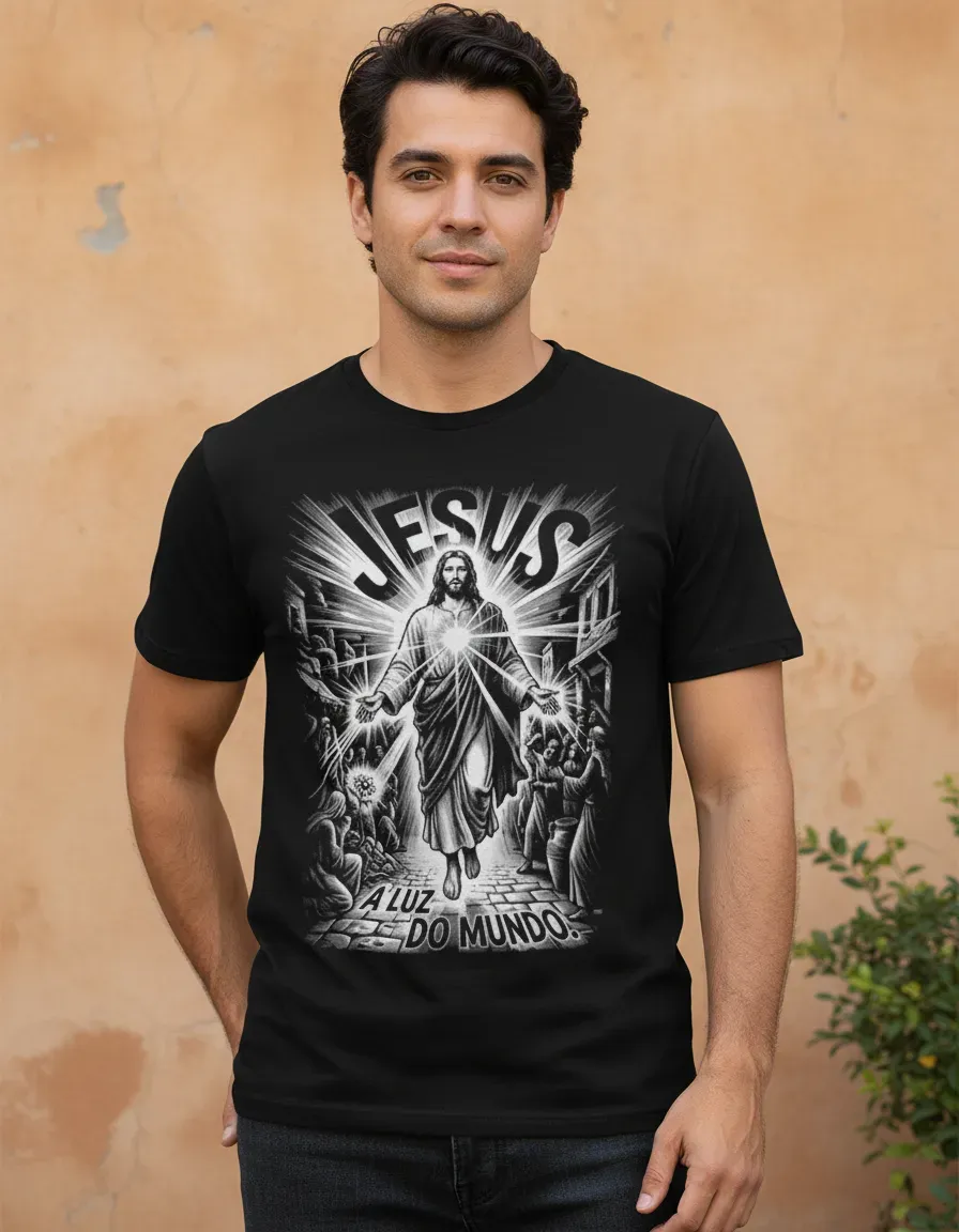 Camiseta Jesus Cristo Luz Do Mundo Simbolismo Sagrado