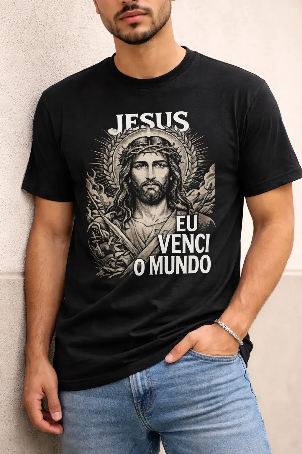 Camiseta Jesus Cristo Venci o Mundo Simbolismo Cristão