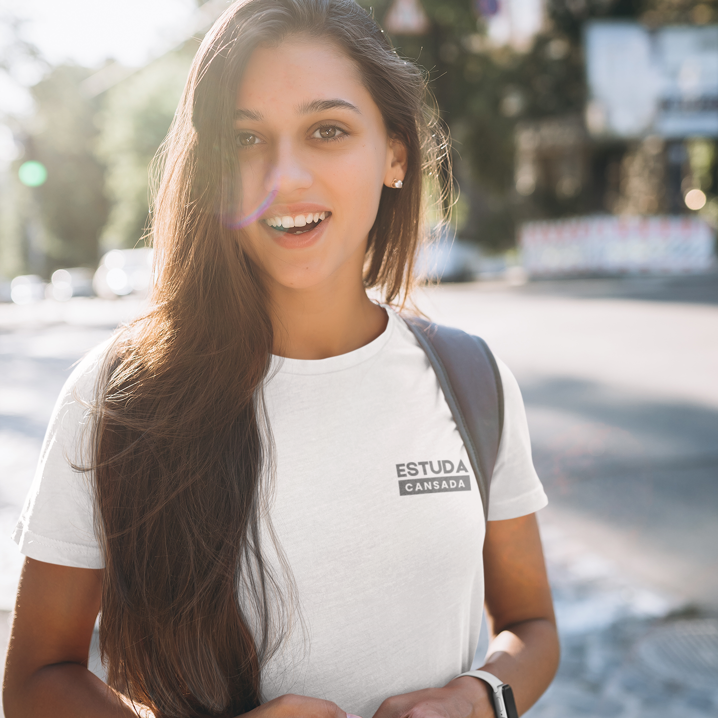 Camiseta Estuda Cansada Minimalista (Branca)