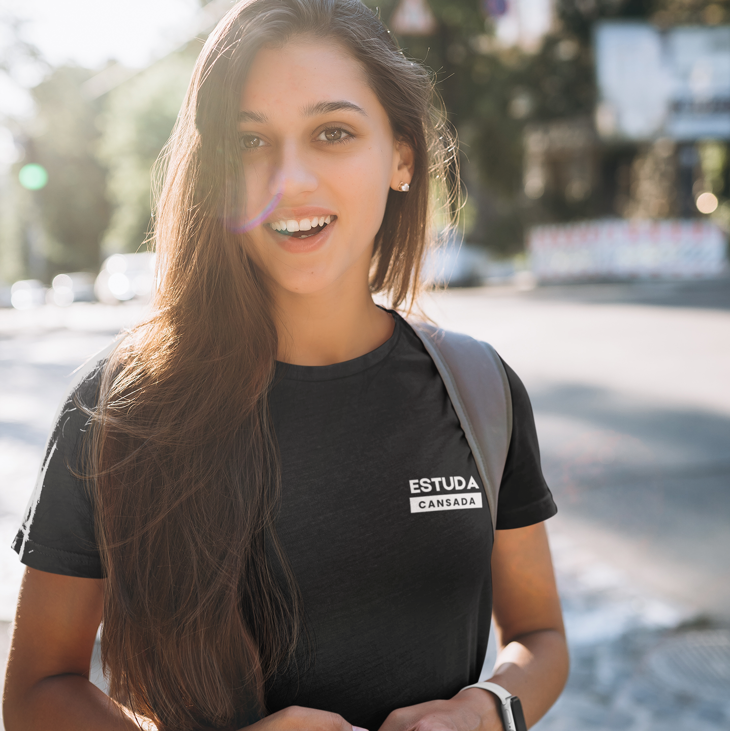 Camiseta Estuda Cansada Minimalista (Preta)